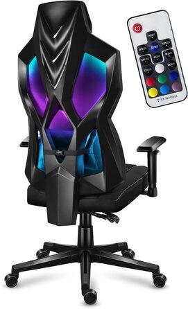 Ігрове крісло Huzaro Combat 6.2 Black RGB з LED підсвіткою, тканинне, чорне, регульована спинка, підлокітники та висота сидіння, для геймерів та офісу, витримує до 140 кг