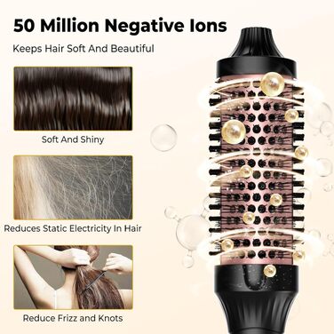 UKLISS Hairstyler 6-в-1 Airbrush: Професійний фен-щітка, стайлер для волосся 1000W (Срібно-Золотий/Рожеве Золото)