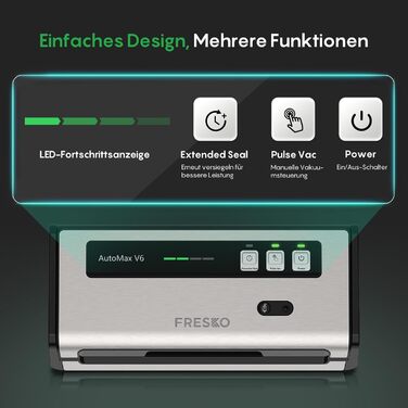 Вакууматор FRESKO Automatik для продуктів з турбо-режимом (15л/хв), автоматичний вакуумний пакувальник, 2 рулони в комплекті