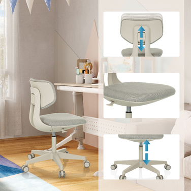 Дитячий письмовий стілець / дитячий стілець KID CLASSIC тканина сірий hjh OFFICE