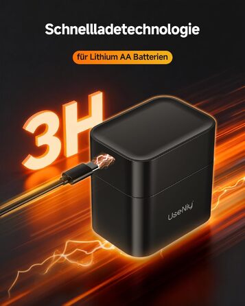 Набір акумуляторів UseNiy AA 1.5V Lithium (8 шт.) з зарядним пристроєм на 8 слотів, чорний