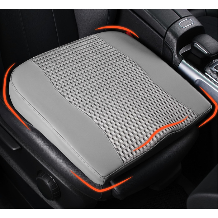 Автомобільна подушка Lofty Aim з піни Memory Foam для водія: підтримка спини, зняття болю при ішіасі, для автокрісла, офісного крісла, візка (сіра, PU-шкіра, 4D Mesh)