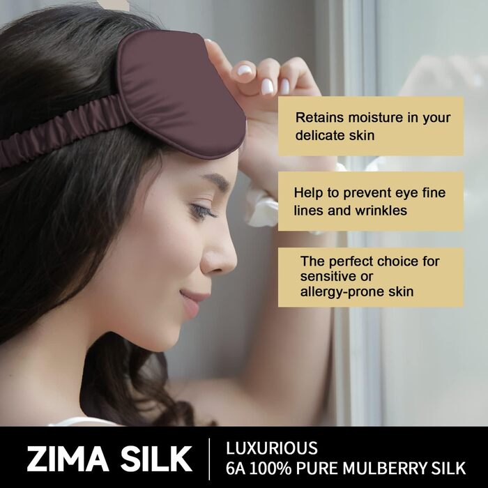 Шовкова маска для сну ZIMASILK з 100% натуральної шовкової мулбері, 22 моме, сіро-фіолетова, м'яка та комфортна
