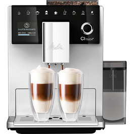Кавоварка автоматична Melitta CI Touch з молочною системою, вбудованою кавомолкою та капучинатором, для еспресо й капучино, срібляста