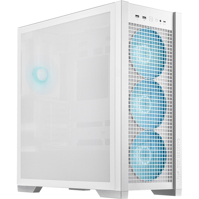 Ігровий корпус ASUS TUF GT302 ARGB білий, Mid-Tower ATX, 4x140 мм ARGB вентилятори, змінні бокові панелі, підтримка ATX материнських плат із прихованими роз'ємами, сітчаста фронтальна панель