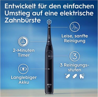 Електрична зубна щітка Oral-B iO Series 2 з магнітною технологією, 3 режими чищення, колір Night Black