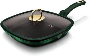 Сковорода-гриль з кришкою BerlingerHaus Emerald, 28 см, нержавіюча сталь 18/8