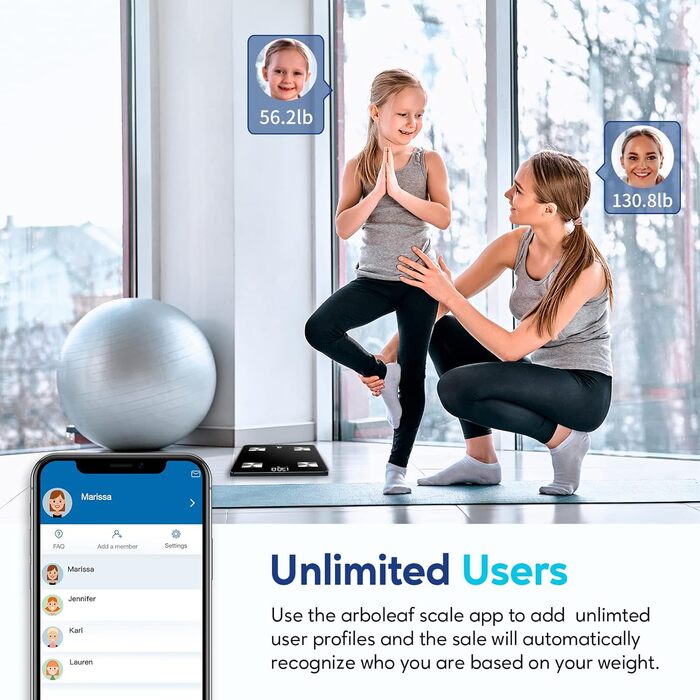 Arboleaf електронна ваги для вимірювання жирової маси тіла з Bluetooth, аналізатор складу тіла, додаток, до 180 кг, визначає ІМТ, пульс, м’язи, воду, білок, скелетні м’язи, BMR