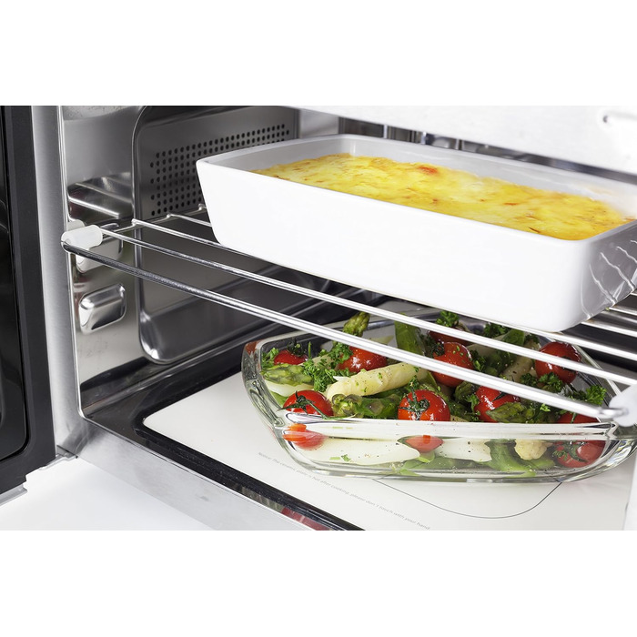 Мікрохвильова піч CASO MCG25 Ceramic Chef 3в1 з грилем і конвекцією, 2050 Вт, 25 л, нержавіюча сталь, керамічний та боросилікатний піддон