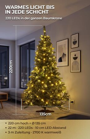 Штучна ялинка Menz з LED-підсвіткою, 220 см, зі святковою гірляндою