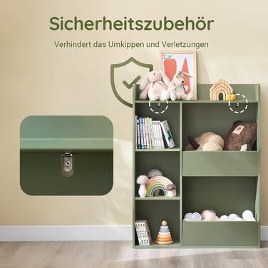 Полиця для книг SoBuy Montessori для дітей, зелена, 80x104x34 см, 5 відділень