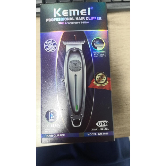 Професійна машинка для стрижки волосся Kemei, тример для бороди, акумуляторна, золотиста, з насадками, для чоловіків, перукарський інструмент