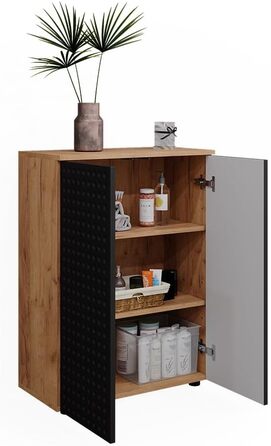 Шафа для ванної Vicco Irma, золота дубова/антрацит, 60x81 см, антрацит з візерунком