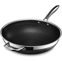 Wok HexClad 30 см з антипригарним покриттям, індукційний, підходить для всіх плит, можна мити в посудомийній машині та використовувати в духовці, ручка що не нагрівається