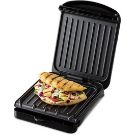Електричний гриль George Foreman 25800, багатофункціональна гриль-плита і тостер, швидкий нагрів, легке очищення, чорний