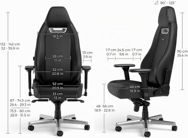 Ігрове крісло noblechairs Legend Silver Edition: ергономічний офісний стілець зі штучної шкіри PU, підтримкою попереку, 4D-підлокітниками та алюмінієвою основою, до 150 кг