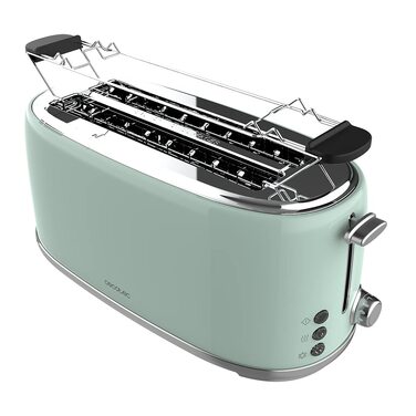 Тостер Cecotec Toast&Taste 1600 Retro Double Green на 4 тости, нержавіюча сталь, 1630 Вт