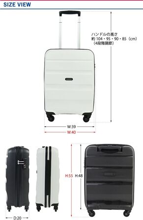 Дорожня валіза American Tourister Bon Air S 55 см, чорна, жорсткий пластиковий спінер, ручна поклажа, 31.5 л