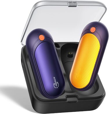 Електричні грілки для рук J-BRAUV 2 шт. з зарядним пристроєм 10000mAh, 4000mAh, 3 режими нагріву, USB, фіолетовий, компактні