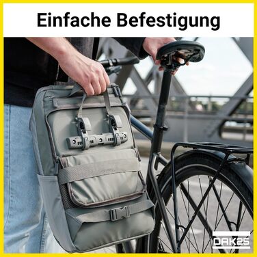 Велосумка на багажник OAK25 Daybag Bike 2-в-1, водовідштовхуючий рюкзак для велосипеда, роботи, подорожей, з відбивачами, зелена