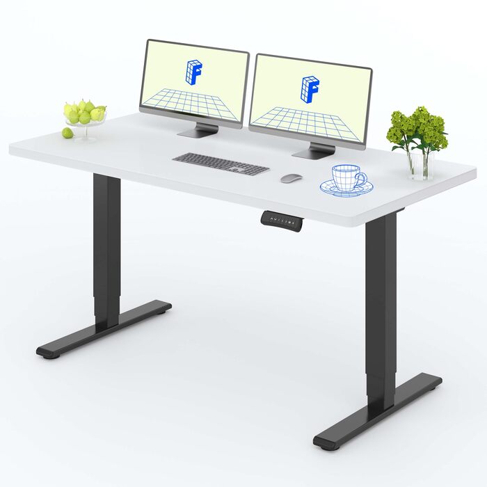 Електричний регульований стіл FLEXISPOT 180x80 см, білий стіл + чорні ніжки, вантажопідйомність 160 кг