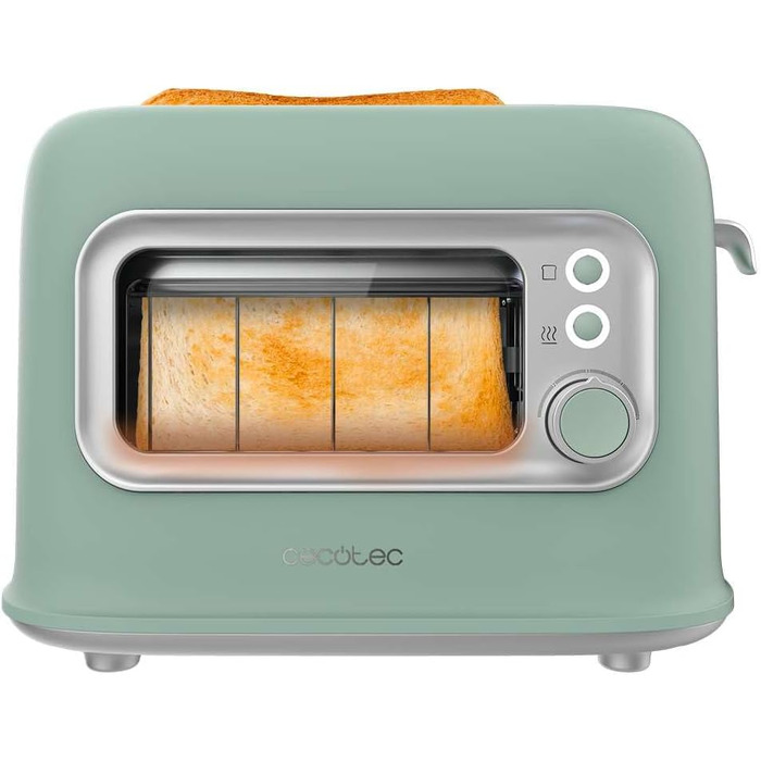 Тостер Cecotec RetroVision Vertical 700W, 2 слоти, ретро-дизайн, зелений