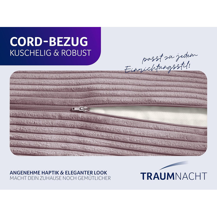 Подушка для спини та читання Traumnacht Cozy 70x40 см, знімний чохол з 100% поліестеру, рожевий, з бічною кишенькою, сертифікат Öko-Tex, німецька якість