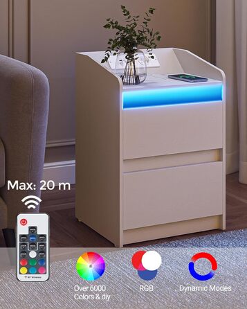 Приліжкові тумби з LED-підсвіткою, зарядною станцією, 2 шухлядами, USB-портами та розетками, стильні та універсальні, чорні, ідеальні для спальні та вітальні, модель NS30004X