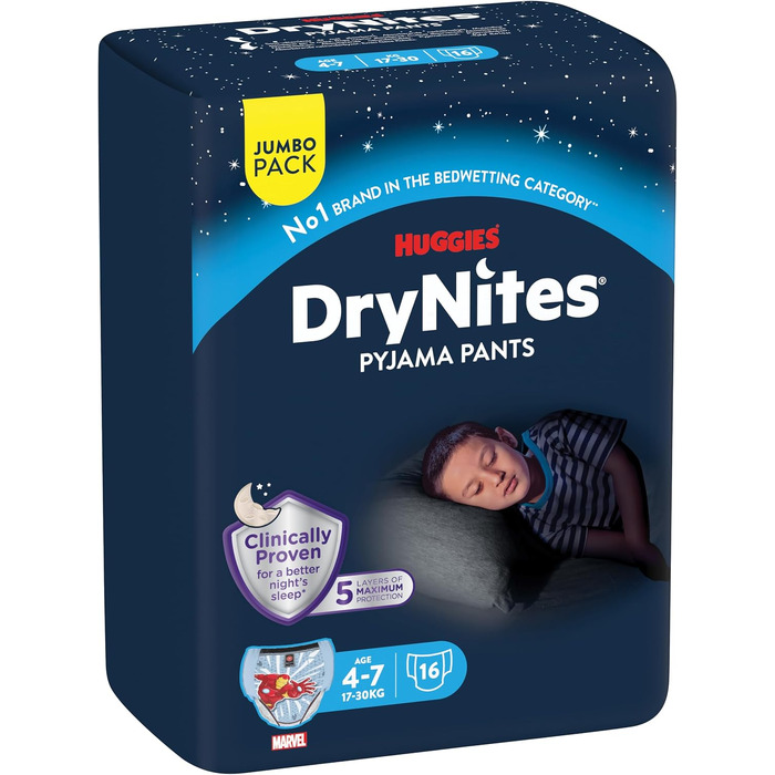 Нічні підгузки-трусики DryNites для хлопчиків 4-7 років, 64 шт, Pyjama Pants