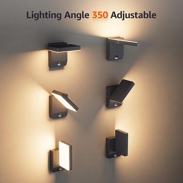 Світильник вуличний настінний K-Bright 20W з датчиком руху, антрацит RAL 7016, тепле біле світло 3000K, IP65 вологозахищений для балкона, саду та гаража