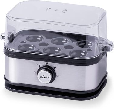 Електричний яйцеварка Lacor SIX OVUM з нержавіючої сталі 18/10, BPA Free, 6 яєць, 3 режими варіння, автоматичне вимкнення, сіра