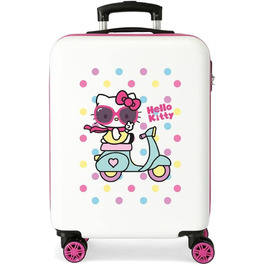 Дитяча валіза Hello Kitty Girl Gang, рожева, 38x55x20 см, жорсткий ABS корпус, кодовий замок, 35 л, 2,3 кг, 4 колеса, ручна поклажа
