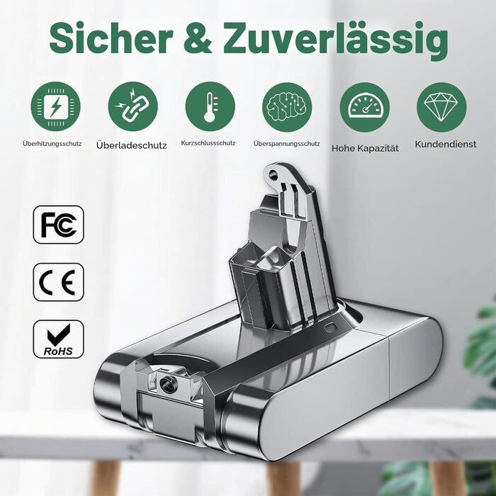 Акумулятор 21.6V для пилососа Dyson V6 (DC58, DC59, DC61, DC62, DC72, DC74, SV03, SV05, SV06, SV07, SV09) Animal, Trigger, Fluffy, Absolute — замінний Li-ion