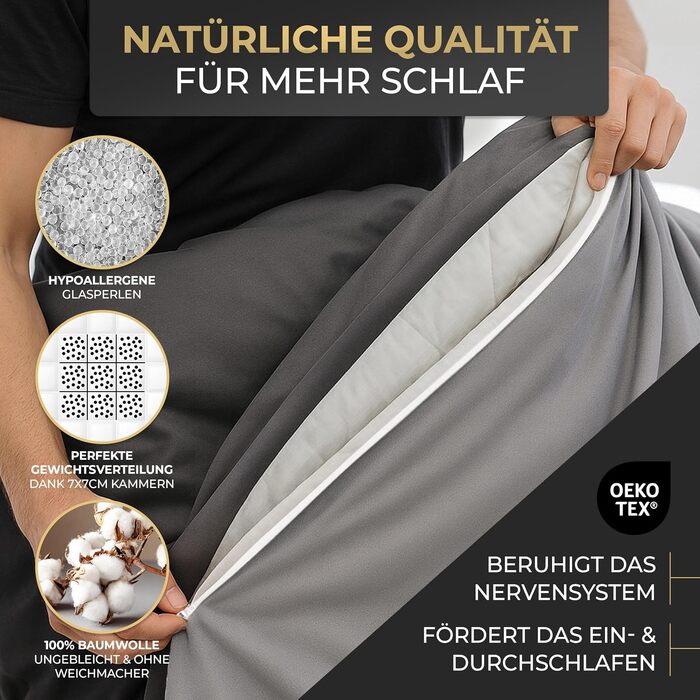 Обтяжена ковдра 2в1 з чохлом 8 кг, 135x200 см, сертифікат Oeko-Tex, терапевтична ковдра для дорослих для покращення сну