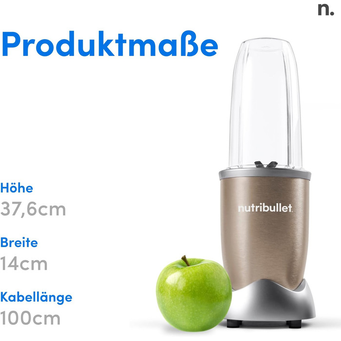 Смузі-мейкер Nutribullet Pro NB904CP 900 Вт, 700 мл, електричний блендер для смузі, компактний, легке очищення