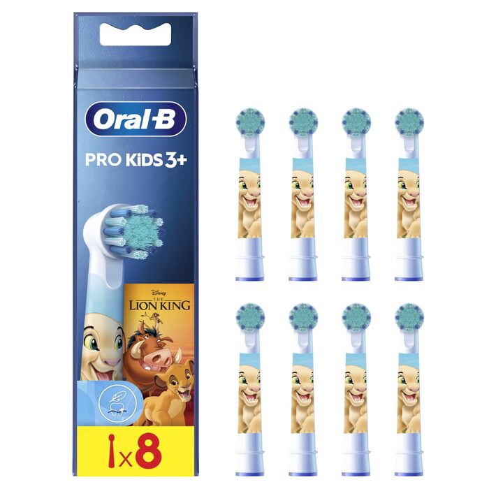 Дитяча електрична зубна щітка Oral-B Pro Kids 3+ Король Лев, біло-червона (набір 8 шт.)