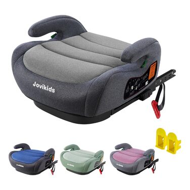 Дитяча автокрісло-підставка Jovikids ISOFIX, група 2/3, ECE R129, для дітей 15-36 кг, товстий знімний чохол, легко прати, сірий