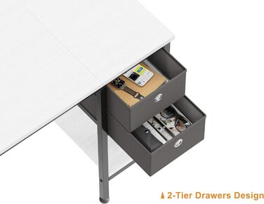 Письмовий стіл HOMIDEC 100x50x75 см, білий, дерев'яний, з 2 шухлядами для офісу, вітальні, дому