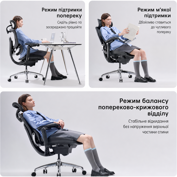 Офісний стілець SIHOO Doro C300 V2 Pro: ергономічний, з сітчастою спинкою, 8D підлокітниками, регульованою поперековою підтримкою та 3D підголовником, білий