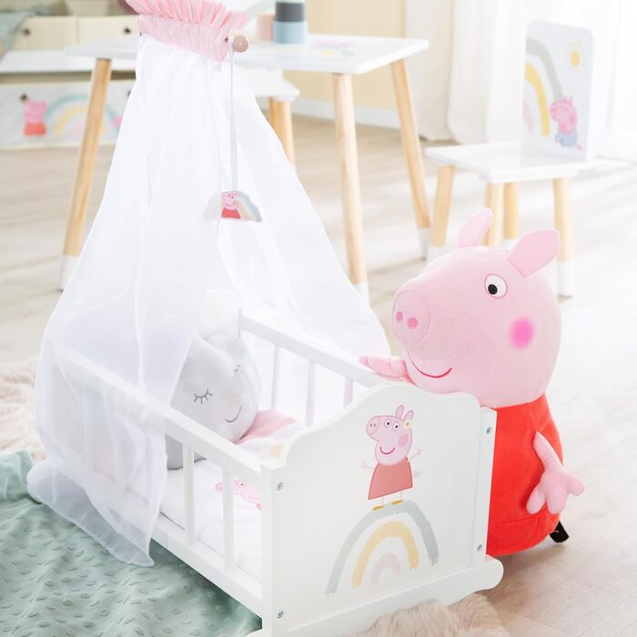 Дитяче ліжко Roba Peppa Pig 70x140 см з постільною білизною