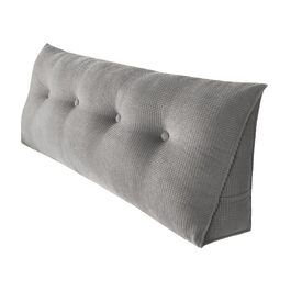 Подушка трикутна для спини OHMG 120/140/160/180/200 см, для ліжка та дивана, з кишенею, знімний чохол, сіра