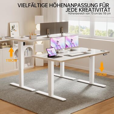 Регульований комп'ютерний стіл Homall з USB-портом 120x60 см, білий - ергономічний стіл для дому та офісу