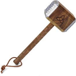 Кухонний молоток для м’яса Thor Mjölnir getDigital, акація, алюміній, з рунами