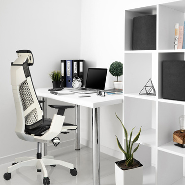 Офісний крісло GENIDIA PRO WHITE - шкіряне, чорне, hjh OFFICE