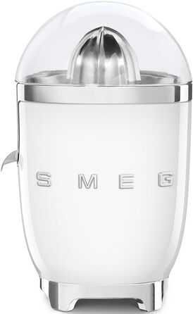 Соковижималка для цитрусових SMEG CJF11RDEU, електрична, 70 Вт, нержавіюча сталь, біла, антикрапельний носик, універсальний конус, фільтр, нековзні ніжки