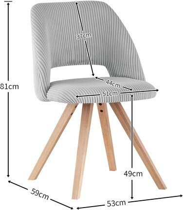 Комплект стільців B&D home Mary 2 шт, антрацит, сучасний м'який кухонний і офісний стілець з корду для вітальні, їдальні, спальні, в стилі модерн та кантрі