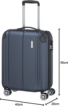 Дорожній чемодан Travelite CITY, ручна поклажа, 4 колеса, легкий, жорсткий корпус, захист від подряпин, 55 см, 40 л, синій