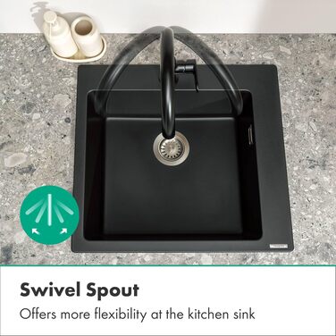 Змішувач кухонний Hansgrohe Vernis Blend M35 матовий чорний, високий вилив 260 мм