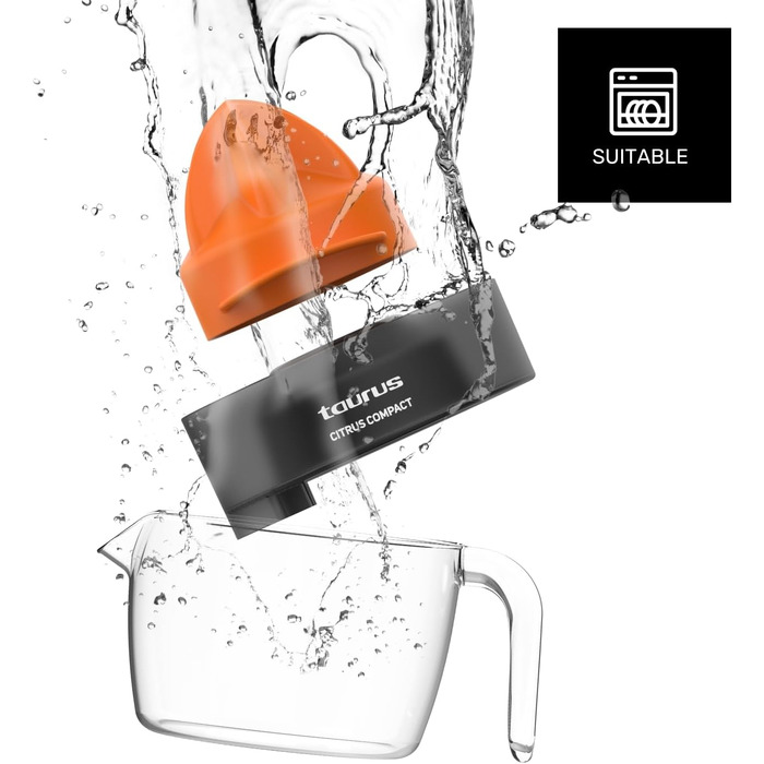 Citrus Compact Taurus - Електрична цитрусовижималка 800 мл, 30 Вт, BPA-free, подвійний рух, прозора