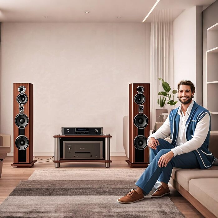 Стойка для аудіо HiFi Regal, 2-ярусна, для AV-медіа, медіа-стійка, TV-стійка, меблевий центр, стійка для платівок для підсилювача (2-рівнева, темне дерево)